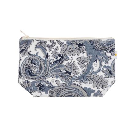 Hudson Pouch Paisley canvas bag flat lay with travel accessories – premium gifting and utility pouch