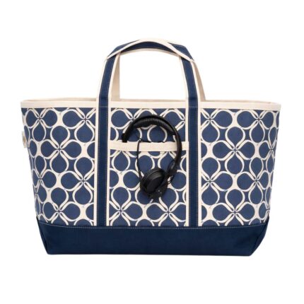 Ventura Tote Large in blue clover canvas with spacious interior and durable carry handles