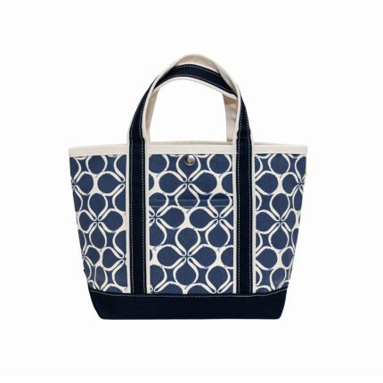 Ventura Tote Mini in blue clover canvas with compact design and sturdy carry handles